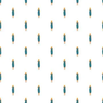 Woman using phone seamless pattern communication background Stock Illustration