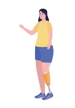 Woman using prosthesis leg Stock Illustration