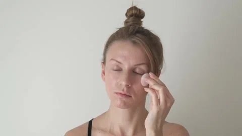 Woman using quartz massage tool. Stock Footage 142738205