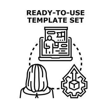 Woman using ready to use template set for development イラスト素材
