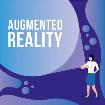 Woman using reality virtual tech in smartwatch Stock Illustration