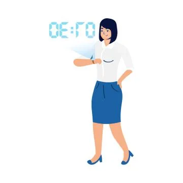 Woman using reality virtual tech in smartwatch Stockillustratie