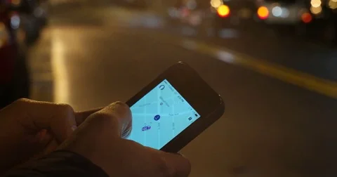 Woman Using Ride Sharing App Lyft in New York City 4K Stock Footage