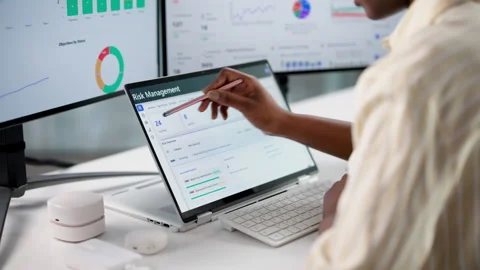 Woman Using Risk Management Software Stock Footage 328401976