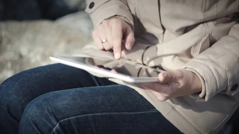 Woman Using Smart Tablet Stock Footage 73886748