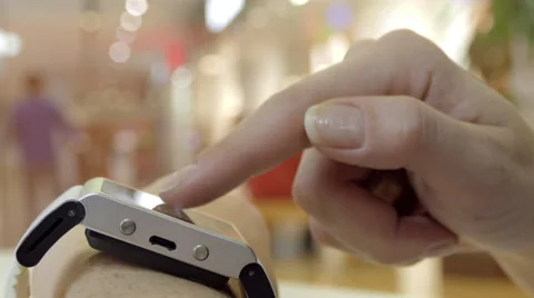 Woman Using Smart Watch In Crowded Place Stock Footage 67981711