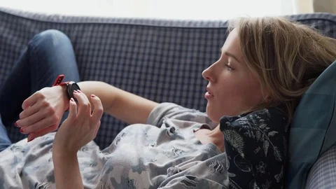 Woman using smart watch Stock Footage 81507018