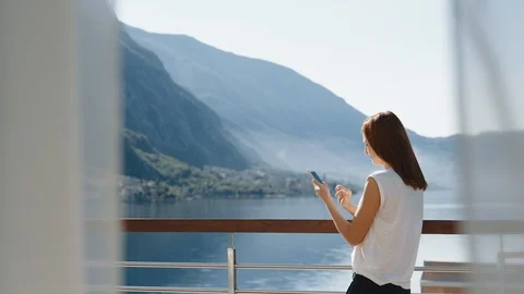 Woman using smartphone app back view Stock-Footage 116305096