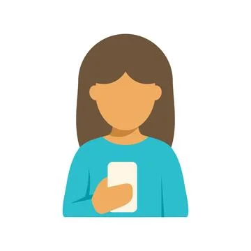 Woman using smartphone device to communicate online Stockillustratie