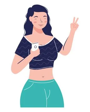 Woman using smartphone device Stockillustratie