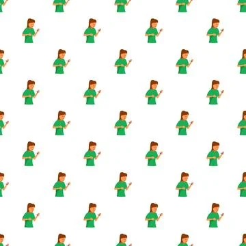 Woman using smartphone digital device seamless pattern Stock Illustration