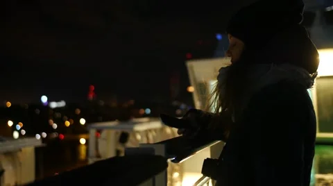 Woman Using smartphone on empty Ferry Board during Cruise, 4k uhd Stock Footage 60406598