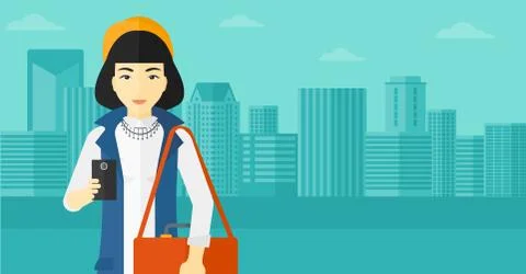 Woman using smartphone Stock Illustration