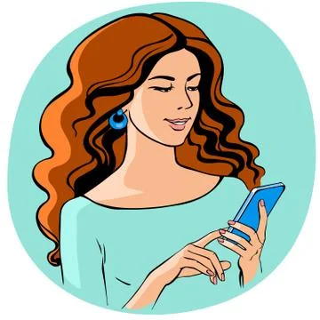 Woman using smartphone Stock Illustration