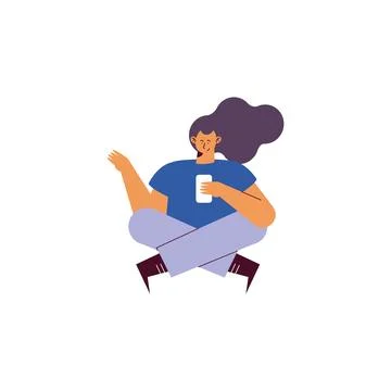 Woman using smartphone 스톡 일러스트