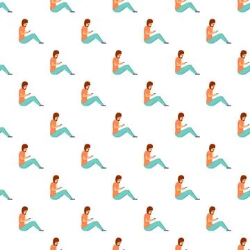 Woman using smartphone repeating pattern for digital communication 库存插图