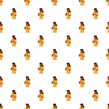 Woman using smartphone repeating pattern background Stockillustratie