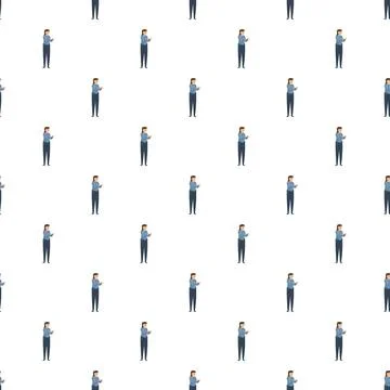 Woman using smartphone repeating seamless pattern design Stock Illustration