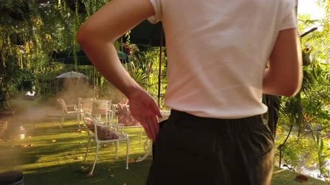 Woman using smartphone while having breakfast in coffee shop. Stock Footage 134909726