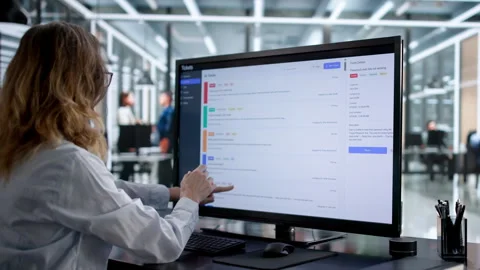 Woman Using Support Tickets Software System Stock Footage 330585375