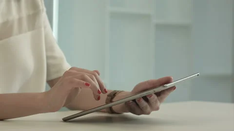 Woman using tablet, browsing internet Stock-Footage 51211578