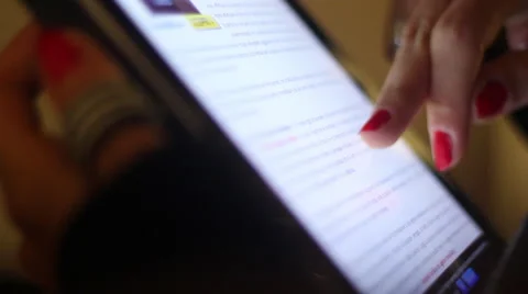 Woman using Tablet close-up Stock Footage 57687212