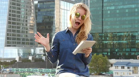 Woman using tablet computer Stock Footage 55208202