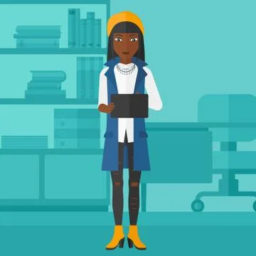 Woman using tablet computer Illustrazione stock