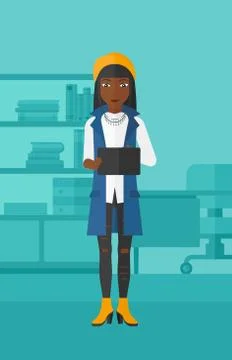 Woman using tablet computer Stock Illustration