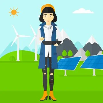 Woman using tablet computer Stock Illustration