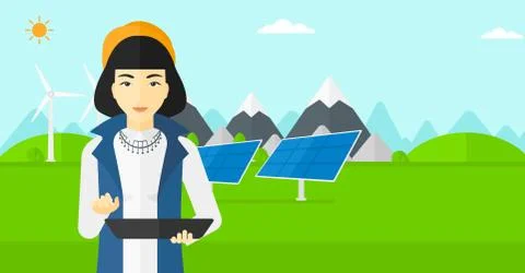 Woman using tablet computer 스톡 일러스트