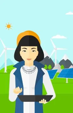 Woman using tablet computer Stock Illustration