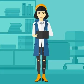 Woman using tablet computer Stockillustratie