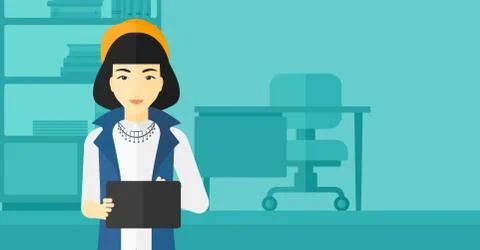 Woman using tablet computer イラスト素材