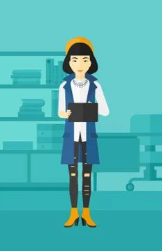 Woman using tablet computer Illustrazione stock