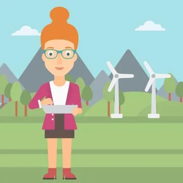 Woman using tablet computer Stock Illustration