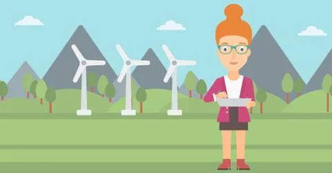 Woman using tablet computer Illustrazione stock