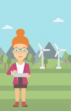 Woman using tablet computer Stock Illustration