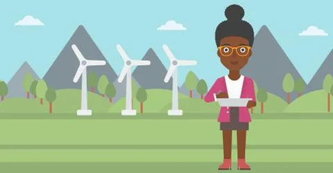 Woman using tablet computer Stock Illustration