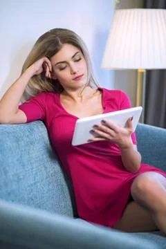 Woman using tablet computer Stock Photos
