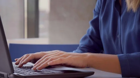 Woman using tablet computer touchscreen in cafe Video stock 73362242