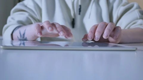 Woman using tablet computer touchscreen Stock Footage 101261712