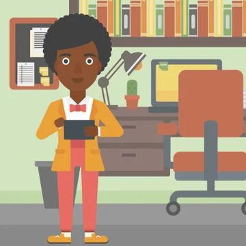 Woman using tablet computer vector illustration Stock Illustration