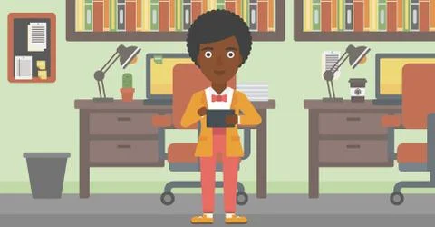 Woman using tablet computer vector illustration イラスト素材