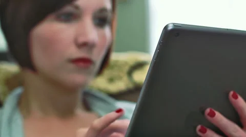 Woman using tablet Stock Footage 37431484