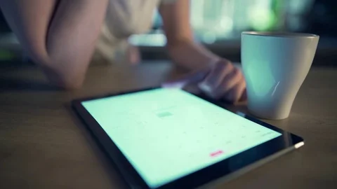 Woman using tablet Stock Footage 74528739
