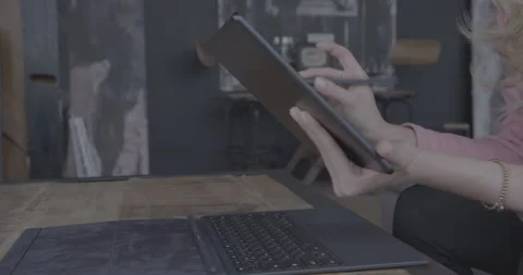Woman Using Tablet Stock Footage 155398368