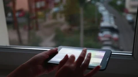 Woman Using Tablet at Home Stock Footage 58620973