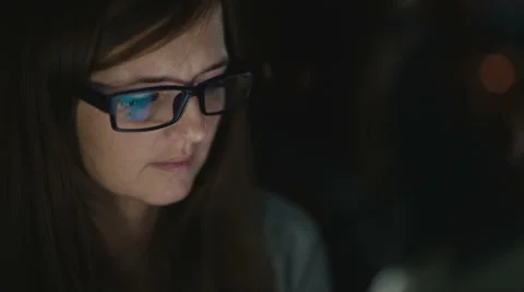 Woman using tablet at night Stock-Footage 54960928