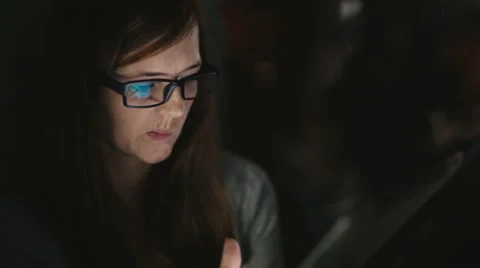 Woman using tablet at night Stock-Footage 54961032
